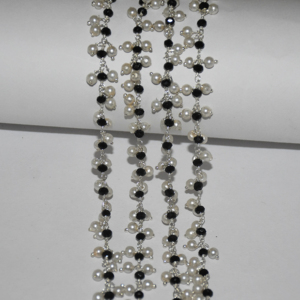 Silver Plated Multi color Glass Beads Rondelle <b>Cluster</b> Rosary Chain, Wire Beaded Chain for Jewelry Bracelet necklace Making - Product Image 5
