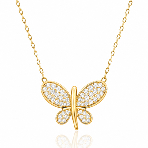 Forma de mariposa Clear Zircon Stone Design Charm COLLAR COLGANTE Venta al por mayor Hecho a mano 925 Joyería de plata esterlina - Product Image 3