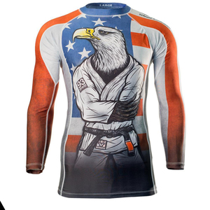 Alta calidad de los hombres más vendidos BJJ MMA Rash Guard medias de compresión conjunto de camisa sublimación personalizada UPF50 - Product Image 3