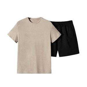 Conjunto de Camiseta y Pantalones Cortos de Verano para Hombre, Transpirable, Estilo Urbano Vintage, 100% Algodón, Servicio OEM - Product Image 1