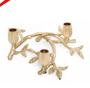 Portavelas de aluminio en forma de hoja hermosa Metal con latón plateado Ocasión festiva Decoración DE LA VIDA - Product Image 1