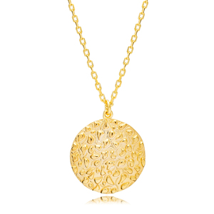 Collier à breloques texturées, Design rond Chic, pendentif, vente en gros, bijoux turcs en argent Sterling 925 - Product Image 1