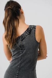 ชุดเดรสยีนส์แขนกุดสำหรับผู้หญิง, ชุดเดรสยีนส์แฟชั่นสไตล์สตรีทสวมใส่สบาย - Product Image 2