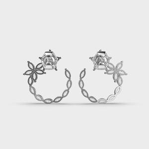 Boucles d'oreilles créoles personnalisées OEM, motif floral élégant, diamant taille marquise, en argent sterling 925 massif plaqué rhodium, cadeau de mariage, bijoux de fête - Product Image 4