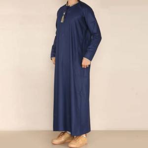 Luxe moderne Koweït Style solide hommes islamique Thobes Jubbah vêtements 2024 haute qualité Daffah Thobe grande taille hiver - Product Image 2