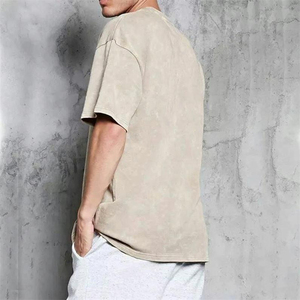 2025 nuevo estilo personalizado lavado ácido camisetas Vintage algodón hombres camiseta desgastada rasgada lavado negro camisetas para hombre - Product Image 6