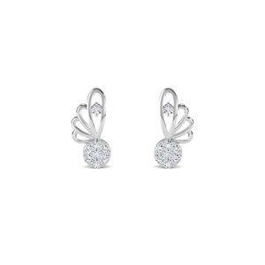 Boucles d'oreilles en or massif 14 carats avec diamants inspirés de l'éventail | 0.09 diamants cultivés en laboratoire | Usage quotidien léger | Or rose, blanc et jaune - Product Image 4
