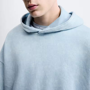 OEM Pullover Sweat à capuche pour homme 100% coton surdimensionné à épaules tombantes Streetwear ourlet brut Pullover Crop Hoodie - Product Image 4