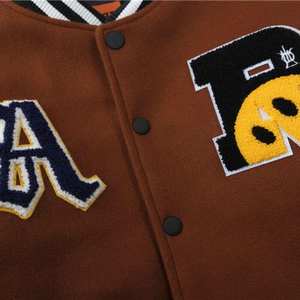 Vestes de baseball en laine chenille brodée avec logo personnalisé, pour hommes, vintage, hiver, coupe-vent, imperméable, respirant, style urbain - Product Image 3