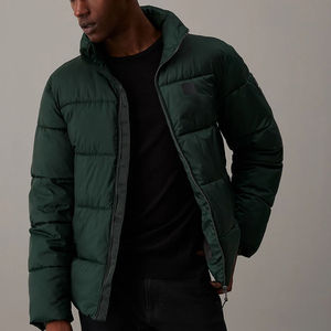 Chaqueta acolchada de bosque de medianoche con logotipo personalizado, chaqueta de invierno para hombre con puños de punto acanalado y cuello levantado, bolsillos grandes para calentar las manos - Product Image 1