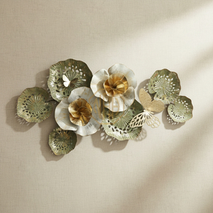 Artesanía Noorims Akbar, Decoración de Pared de Hierro Floral Dorado de Lujo, Metal Decorativo para Decoración del Hogar - Product Image 5