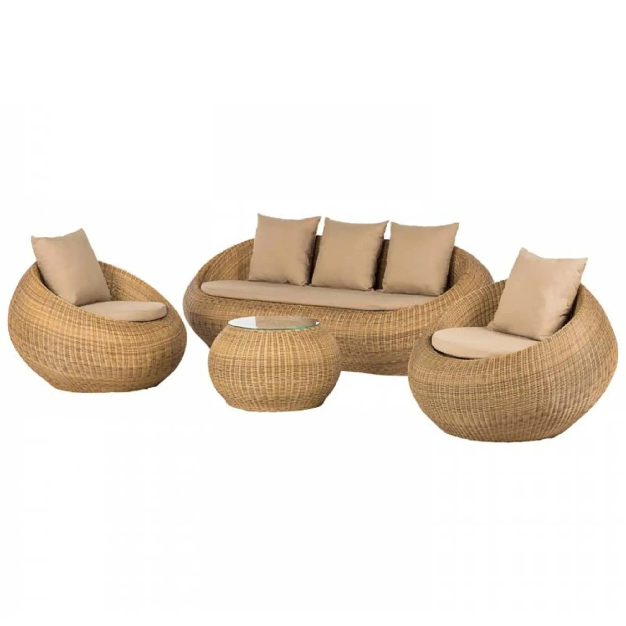 High quality Round Rattan Sofa Set Outdoor Furniture Round Patio Furniture 4 Piece Rattan Patio Set