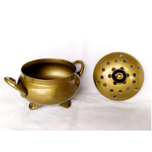 Meilleur design de bonne qualité Brûleur d'encens de forme ronde à revêtement d'or de taille personnalisée avec poignée latérale Produit unique Utilisation à domicile - Product Image 2