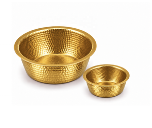 Juego de 2 Cuencos Redondos de Cobre Martillado Dorado para Manicura, Pedicura y Spa - Product Image 1
