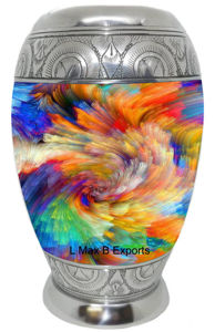Urna de cremación de aluminio con hojas de flores para cenizas humanas adultas con bolsa de terciopelo gratis - Product Image 6
