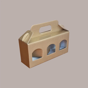Caja de cartón de seda dorada, 10 Uds., Material reciclado ecológico, 190x60H90mm para 3 frascos, salsas, cremas, esmalte de uñas, aceite en relieve - Product Image 2