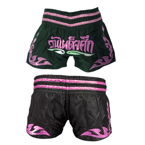 Pantalones cortos duraderos de algodón 100% Muay Thai con logotipo frontal, pantalones cortos transpirables de lucha de gimnasio para hombres y mujeres, entrenamiento de MMA y boxeo - Product Image 3