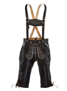 2025 Lederhosen corto de cuero bávaro más popular para hombres traje tradicional alemán auténtico alto Oktoberfest marrón - Product Image 6