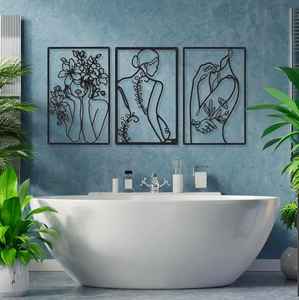 Decoración de Pared de Metal con Diseño de Líneas Minimalistas Modernas, Adhesivo, Decoración Geométrica Popular para Mujeres, Arte de Pared Navideño para el Hogar - Product Image 2