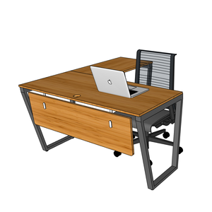 BFTB008 TrapezBamboo L-Shaped 140x140cm Gaming <b>Desk</b> with <b>Foldable</b> Iron Legs Assembled Bookshelf and Drawer for Bedroom Use - Product Image 5