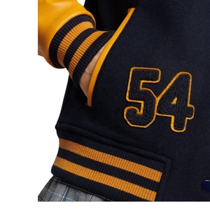 <b>Mixed</b> Varsity Bomber College Baseball Jacket for Men & Women in 100% Cotton Coated Breathable <b>Fabric</b> Streetwear with Pockets - Product Image 5