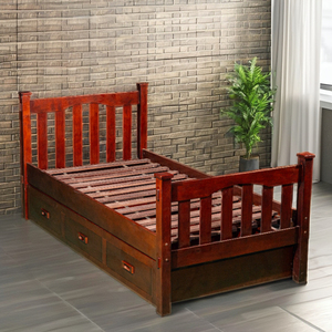 Cama Individual TACASA de Madera de Haya Maciza y Duradera, Color Café, 3 Cajones, Diseño Tradicional, Cómoda, Multifuncional, Ahorra Espacio - Product Image 2