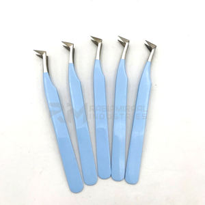 RMI prix de gros pince à cils bleu ciel enduit de poudre couleur et point d'argent Instruments de beauté pince à épiler Extension de cils - Product Image 3