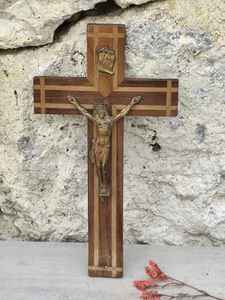 Décoration murale traditionnelle en laiton et en bois, crucifix, croix chrétienne religieuse pour l'autel de l'église, décoration de prière à domicile - Product Image 5