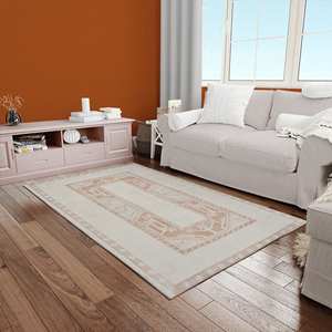 Tapis imprimé au design vintage : oriental, géométrique, beige, mat, décor antique, tapis doux non tissé - Product Image 5