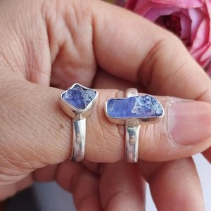 Bague en Tanzanite brute, argent 925 fait main, bijoux en pierre précieuse naturelle, bague en cristal brut, bijoux en gros - Product Image 3