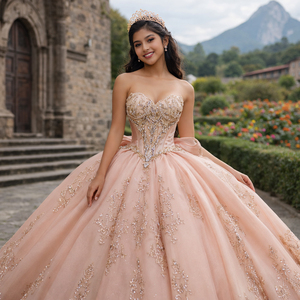 Robe de bal de Quinceañera Jancember 6868 Royal Sweetheart avec sequins et nœud, style Empire - Product Image 1
