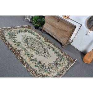 Clásico marrón Beige 4x6 pies Vintage Alfombra de lana turca área grande diseño de retazos para pasillo dormitorio látex decoración de cabecera con estilo - Product Image 5