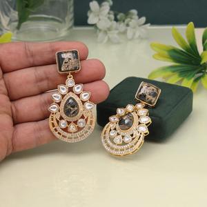 Pendientes de Kundan de diseñador de estudio de moda OM, gotas de perlas, joyería étnica india clásica ligera para niñas y mujeres, regalo de boda - Product Image 6