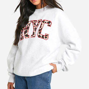 Sudadera holgada con logotipo personalizado informal de otoño e invierno para mujer, Sudadera con cuello simulado y estampado a la moda - Product Image 1