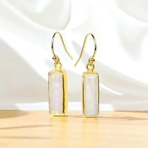 <b>Bar</b> Shape Rainbow Moonstone <b>Drop</b> Earrings Birthstone Silver Dangle Earrings 925 Silver Gemstone Women Earrings Wholesale - Product Image 1