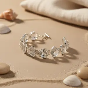 Women's 925 Silver Jewelry <b>Bracelet</b> with <b>Clear</b> <b>Quartz</b> Gemstone Elegant Crystal <b>Bracelets</b> & Bangles - Product Image 1