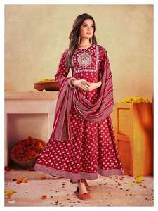 Costume Palazzo en coton Polyester et soie pour femme, tenue de mariage au prix de gros indien - Product Image 2