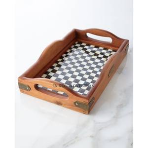 Bandeja de servicio de forma ovalada hecha de madera de alta calidad estándar con acabado de esmalte de Color blanco, suministros para mesa de comedor para el hogar y el Hotel - Product Image 5