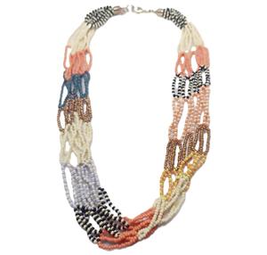 Collar de cuentas de bucle de múltiples hebras de moda para damas Ropa de fiesta con cuentas pesadas multicolores Accesorio de moda - Product Image 2
