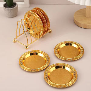 Ensemble de sous-verres en laiton unique avec finition antique, parfait pour les intérieurs rustiques, les maisons traditionnelles et les tables à manger classiques - Product Image 1