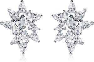 Topcarat mignon cluster mariage et anniversaire boucles d'oreilles pour femmes 925 argent Sterling Zircon boucles d'oreilles de mariée - Product Image 2
