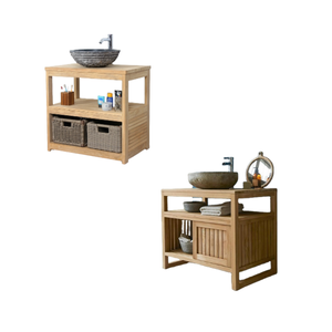 Mueble de baño al por mayor tocador de madera maciza hecho en Indonesia producto de alta calidad para proyecto de hotel y tienda - Product Image 3