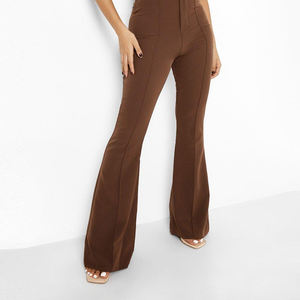 Pantalones acampanados de algodón para mujer, ropa informal, pantalones acampanados ligeros con cintura elástica para mujer a la venta - Product Image 6