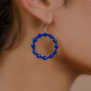 Pendientes de piedras preciosas de lapislázuli 925, pendientes de plata de ley sólida para mujer, joyería de moda para mujer, Pendientes colgantes de plata para niñas - Product Image 2