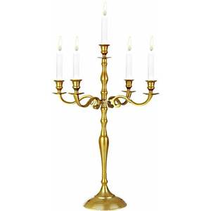 "Encantadores candelabros dorados de 5 brazos con un diseño elegante perfecto para la decoración de bodas y eventos especiales" - Product Image 2