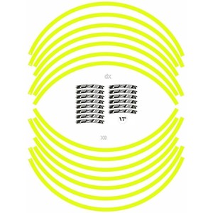 Adesivi per moto compatibili con strisce per cerchioni 17 \ "giallo fluorescente per motociclisti Yamaha FZ8 - Product Image 1