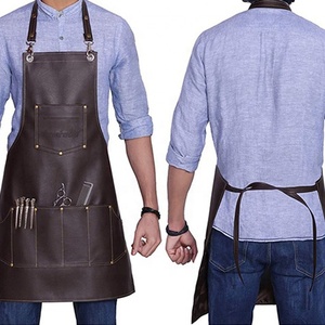 New Collection Brown Barber Leather <b>Apron</b> High Quality Salon <b>Apron</b> With Tool Pockets - Product Image 4