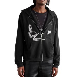 Sudadera con capucha de algodón estampada a la moda para hombre, sudadera informal de invierno con logotipo frontal elegante, sudaderas con capucha cálidas al por mayor - Product Image 2