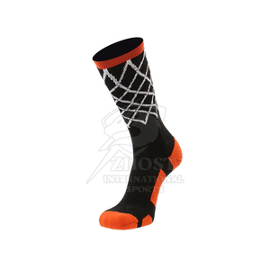 Black <b>Orange</b> Solid Crew Sports <b>Socks</b> with Cuff Logo Knitted Breathable Quick Dry for Football Basketball Training - Product Image 1