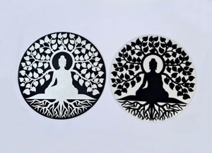 Artesanía de madera con geometría sagrada para decoración del hogar, colgante de pared, grabado láser multicapa 2d, Buda, meditación, yoga, árbol de la vida - Product Image 3
